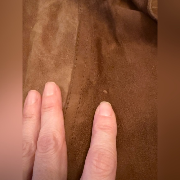 Vintage Brown Suede Leather Trench Coat Belted Long Jacket Size 48 small s - Picture 8 of 13